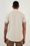 Pamuklu Slim Fit Düğmeli Yaka Kısa Kollu Erkek Gömlek CF21S112546 TAŞ