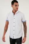 Pamuklu Slim Fit Düğmeli Yaka Kısa Kollu Erkek Gömlek CF21S112546 BEYAZ
