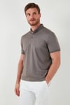 Pamuklu Slim Fit Erkek Polo Yaka T Shirt 646R1000 Vizon-Füme