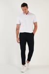 Pamuklu Slim Fit Erkek Polo Yaka T Shirt 646R4560 Beyaz-Lila