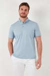 Pamuklu Slim Fit Erkek Polo Yaka T Shirt 646R1000 Açık Mavi-Beyaz