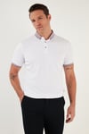Pamuklu Slim Fit Erkek Polo Yaka T Shirt 646R4560 Beyaz-Lila