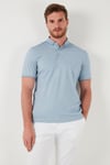 Pamuklu Slim Fit Erkek Polo Yaka T Shirt 646R1000 Açık Mavi-Beyaz