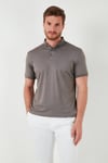 Pamuklu Slim Fit Erkek Polo Yaka T Shirt 646R1000 Vizon-Füme