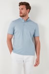 Pamuklu Slim Fit Erkek Polo Yaka T Shirt 646R1000 Açık Mavi-Beyaz