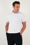 Pamuklu Slim Fit Erkek Polo Yaka T Shirt 646R4560 Beyaz-Lila