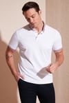 Pamuklu Slim Fit Erkek Polo Yaka T Shirt 646R4560 Beyaz-Lila