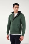 Pamuklu Slim Fit Kanguru Cepli Fermuar Detaylı Kapüşon Yaka Erkek Sweat 575707 NEFTİ