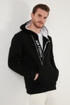 Pamuklu Slim Fit Kanguru Cepli Fermuar Detaylı Kapüşon Yaka Erkek Sweat 575707 SİYAH-SİYAH
