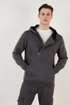 Pamuklu Slim Fit Kanguru Cepli Fermuar Detaylı Kapüşon Yaka Erkek Sweat 575707 ANTRASİT