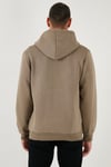 Pamuklu Slim Fit Kanguru Cepli Fermuar Detaylı Kapüşon Yaka Erkek Sweat 575707 Vizon Yeşili