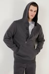Pamuklu Slim Fit Kanguru Cepli Fermuar Detaylı Kapüşon Yaka Erkek Sweat 575707 ANTRASİT
