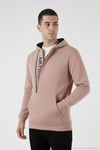 Pamuklu Slim Fit Kanguru Cepli Fermuar Detaylı Kapüşon Yaka Erkek Sweat 575707 GÜL
