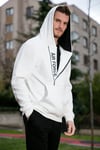 Pamuklu Slim Fit Kanguru Cepli Fermuar Detaylı Kapüşon Yaka Erkek Sweat 575707 EKRU