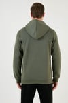 Pamuklu Slim Fit Kanguru Cepli Fermuar Detaylı Kapüşon Yaka Erkek Sweat 575707 HAKİ