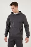 Pamuklu Slim Fit Kanguru Cepli Fermuar Detaylı Kapüşon Yaka Erkek Sweat 575707 ANTRASİT