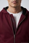 Pamuklu Slim Fit Kanguru Cepli Fermuar Detaylı Kapüşon Yaka Erkek Sweat 575707 VİŞNE