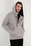 Pamuklu Slim Fit Kanguru Cepli Fermuar Detaylı Kapüşon Yaka Erkek Sweat 575707 AÇIK GRİ