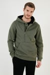 Pamuklu Slim Fit Kanguru Cepli Fermuar Detaylı Kapüşon Yaka Erkek Sweat 575707 HAKİ