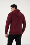 Pamuklu Slim Fit Kanguru Cepli Fermuar Detaylı Kapüşon Yaka Erkek Sweat 575707 VİŞNE