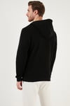 Pamuklu Slim Fit Kanguru Cepli Fermuar Detaylı Kapüşon Yaka Erkek Sweat 575707 SİYAH-SİYAH