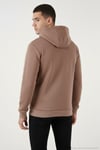 Pamuklu Slim Fit Kanguru Cepli Fermuar Detaylı Kapüşon Yaka Erkek Sweat 575707 SÜTLÜ KAHVE