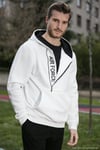 Pamuklu Slim Fit Kanguru Cepli Fermuar Detaylı Kapüşon Yaka Erkek Sweat 575707 EKRU