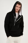Pamuklu Slim Fit Kanguru Cepli Fermuar Detaylı Kapüşon Yaka Erkek Sweat 575707 SİYAH-SİYAH