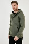 Pamuklu Slim Fit Kanguru Cepli Fermuar Detaylı Kapüşon Yaka Erkek Sweat 575707 HAKİ