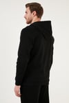 Pamuklu Slim Fit Kanguru Cepli Fermuar Detaylı Kapüşon Yaka Erkek Sweat 575707 SİYAH-KIRMIZI