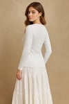 Pamuklu Slim Fit Kare Yaka Kadın Bluz 26K0019K1 EKRU