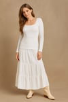 Pamuklu Slim Fit Kare Yaka Kadın Bluz 26K0019K1 EKRU