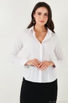 Pamuklu Slim Fit Klasik Yaka Kadın Gömlek 6777423 BEYAZ