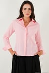 Pamuklu Slim Fit Klasik Yaka Kadın Gömlek 6777423 Şeker Pembe