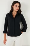 Pamuklu Slim Fit Klasik Yaka Kadın Gömlek 6777423 SİYAH