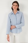 Pamuklu Slim Fit Klasik Yaka Kadın Gömlek 6777423 MAVİ
