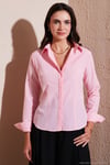 Pamuklu Slim Fit Klasik Yaka Kadın Gömlek 6777423 Şeker Pembe