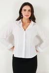 Pamuklu Slim Fit Klasik Yaka Kadın Gömlek 6777423 BEYAZ