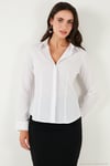 Pamuklu Slim Fit Klasik Yaka Kadın Gömlek 6777423 BEYAZ