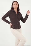 Pamuklu Slim Fit Klasik Yaka Kadın Gömlek 6777423 KAHVE
