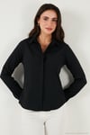 Pamuklu Slim Fit Klasik Yaka Kadın Gömlek 6777423 SİYAH