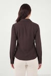 Pamuklu Slim Fit Klasik Yaka Kadın Gömlek 6777423 KAHVE