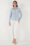 Pamuklu Slim Fit Klasik Yaka Kadın Gömlek 6777423 MAVİ