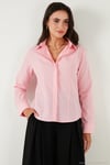 Pamuklu Slim Fit Klasik Yaka Kadın Gömlek 6777423 Şeker Pembe