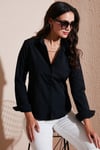Pamuklu Slim Fit Klasik Yaka Kadın Gömlek 6777423 SİYAH