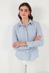 Pamuklu Slim Fit Klasik Yaka Kadın Gömlek 6777423 MAVİ