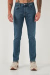 Pamuklu Slim Fit Normal Bel Dar Paça Jeans Erkek Kot Pantolon 1124C041NAPOLI MAVİ