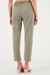 Pamuklu Slim Fit Normal Bel Düz Paça Kadın Pantolon 668Y5121 HAKİ