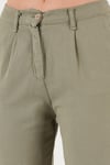 Pamuklu Slim Fit Normal Bel Düz Paça Kadın Pantolon 668Y5121 HAKİ