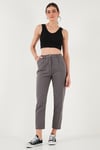 Pamuklu Slim Fit Normal Bel Düz Paça Kadın Pantolon 668Y5121 ANTRASİT